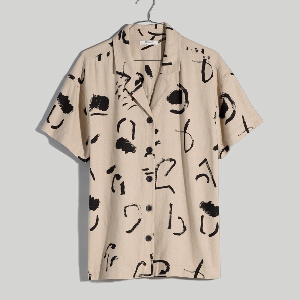 Madewell x Caroline Z Hurley Camp Shirt in Abstract Alpha